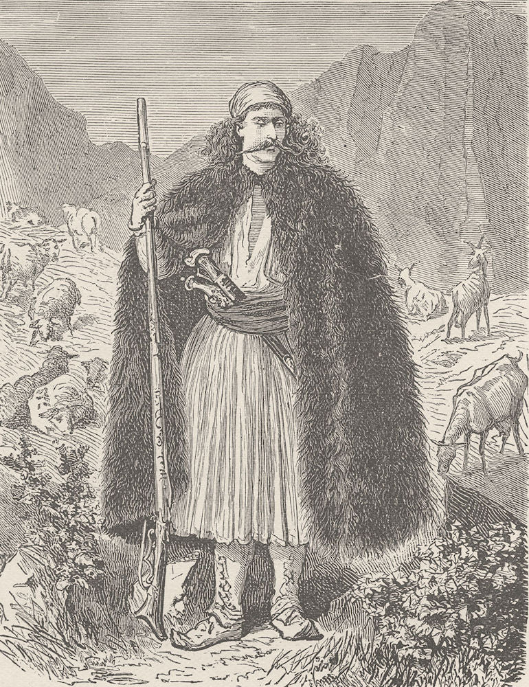 ALBANIA. Albanian shepherd 1894 old antique vintage print picture